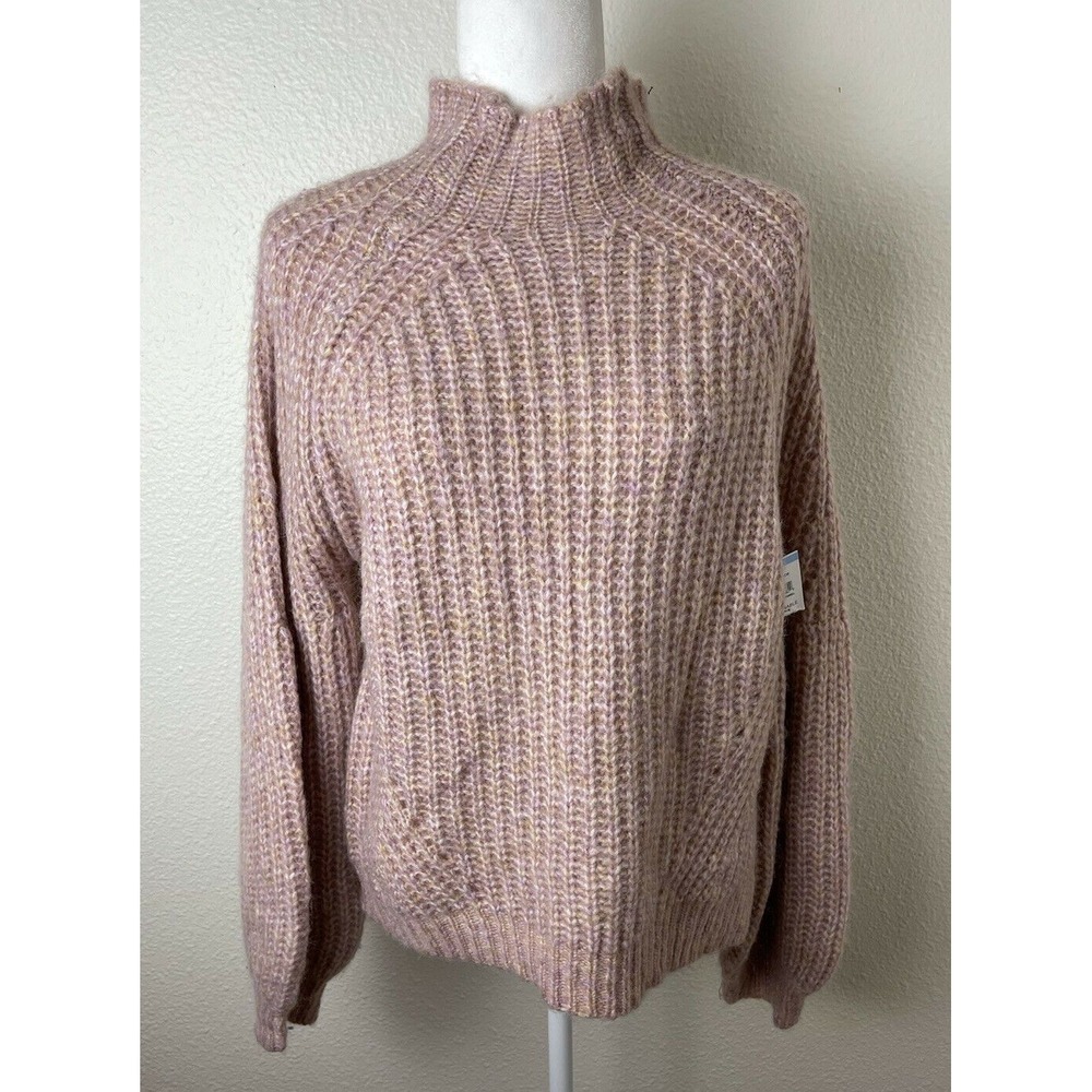All In Favor Women's Long Sleeve Mock Neck Sweater Size Large Blush Pink
